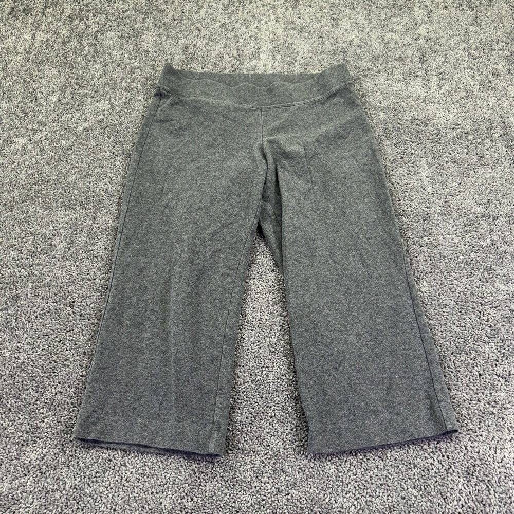 Lands' End Pants Womens L 14-16 Gray Starfish Crop Jersey Elastic Waist Casual